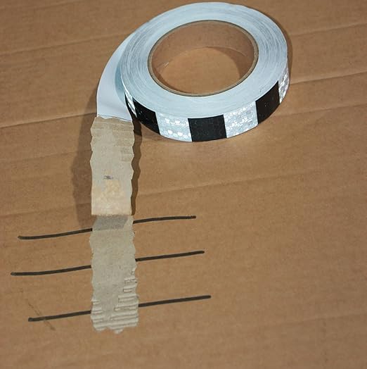 Black White Reflective Tape Outdoor Waterproof 1 inch X 166 feet, High Visibility Hazard Conspicuity Safety Industrial Marking Tape