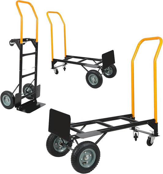 RedSwing 2 in 1 Convertible Hand Truck, Portable Utility Dolly Cart with Telescoping Handle 4 Wheels, Heavy Duty Folding Platform Cart for Industrial, Warehouse, Home, Office, Luggage,330 Lbs Capacity