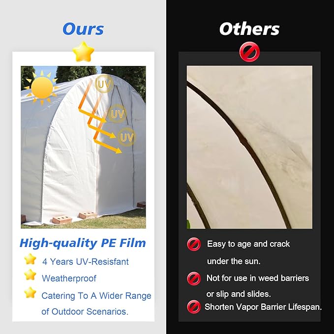 Crawl Space Vapor Barrier - 14 mil 10' x 75', Vapor Barrier for Crawlspace Encapsulation kit, Vapor Barrier Plastic Material, Crawlspace Liner, Heavy Duty Plastic sheeting, Black and White Panda Film