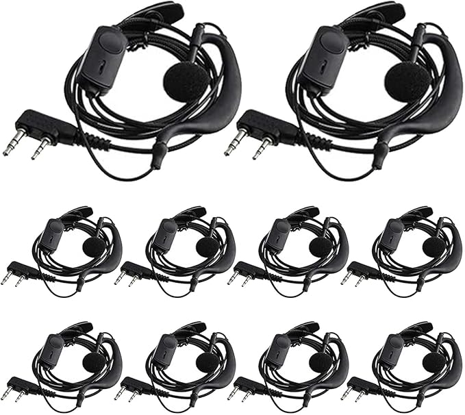 Kathfly 30 Pack Walkie Talkie Earpiece with Mic G Shape 2 Pin Headset Two Way Radio Earpiece with Microphone Compatible with Baofeng UV-5R BF-888S Retevis H-777 RT21 RT22 PUXING HYT