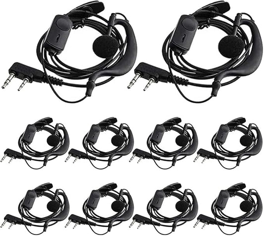 Kathfly 30 Pack Walkie Talkie Earpiece with Mic G Shape 2 Pin Headset Two Way Radio Earpiece with Microphone Compatible with Baofeng UV-5R BF-888S Retevis H-777 RT21 RT22 PUXING HYT