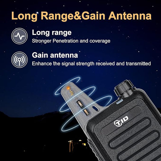 TIDRADIO TD-M8s Radios Walkie Talkies Rechargeable Two Way Radio (6 Pack) License-Free FRS Radio with 6 Way Multi Gang Charger USB Charger 2 Way Radio