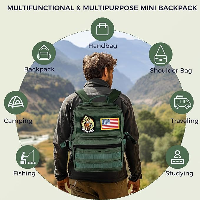 9L Mini Tactical Backpack for Men Women,Small Military Tactical Backpack for Sport,Gym,Hiking,Travel,Camping (Army Green)