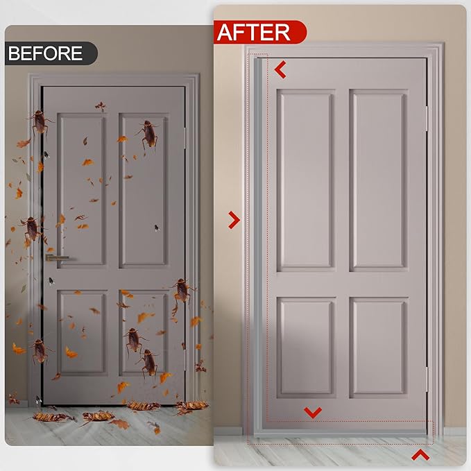 MYFAMIREA Door Weather Stripping 2IN (W) x 20FT (L) Door Draft Stopper Seal Tape Silicone Seal Strip Self Adhesive Shower Sweep Insulation Tape Side Bottom Strip for Sliding Glass Window Gap, Gray
