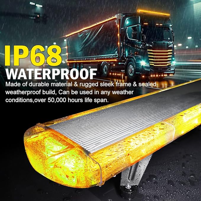 ASPL 46 inch 220 LED Rooftop Low Profile Strobe Light Bar Emergency Warning Beacon Car Hazard Flashing Construction Roof Lights Bars for Trucks Tow Automotive Construction Vehicle (Amber