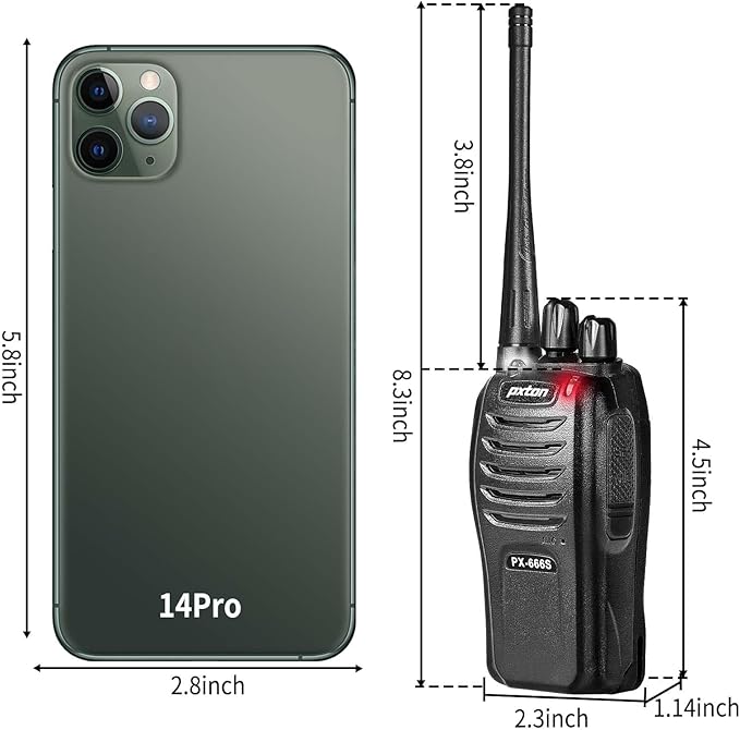 pxton 666S walkie talkies Long Range Rechargeable for Adults with Headphones and Li-ion Battery,2 Way radios has VOX/Noise Reduction/TOT/Flashlight/Monitoring/Scan Function（4 Pack）