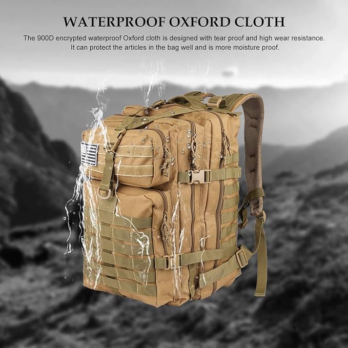 ROARING FIRE Tactical Backpack, Expandable Molle Backpack for The Outdoor, Hiking, 3 Day Pack, Bug Out Bag,