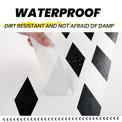 ADHES Black and White Caution Tape, 2 Inch X 108 Feet x 36 Rolls Weather-Resistant & Strong Adhesive Hazard Tape Warning Tape for Marking Walls, Floors, Pipes and Equipment