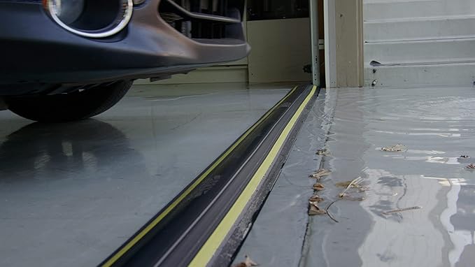1 ½" High Garage Door Flood Barrier Threshold Kit (12'3") | Flexible PVC | Complete Kit Includes 2 Adhesives | GaraDry