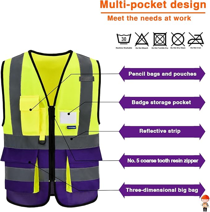 safety vest purple and yellow