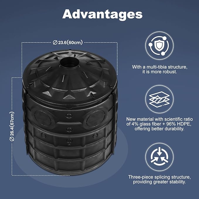 SQUEEZE master 50 Gallon Rainwater Collection Barrel-BPA Free Home Underground Rainwater Collection System-Prevents Flooding in Yard