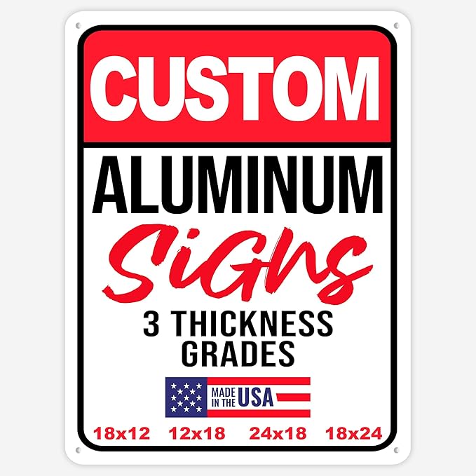12x18" Custom Aluminum Sign with Text, Personalized Metal Sign for Outdoor, Customized Aluminum Signs for Business, Office or Home (Vertical)
