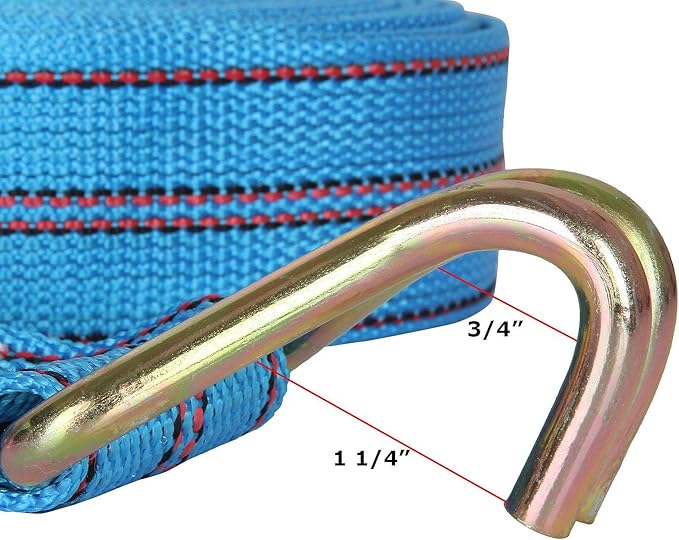 HNBun 2 Pack Ratchet Tie Down Straps, 2 Inch x 33 Feet, 10,000 lbs Break Strength, Heavy Duty Cargo Lashing Straps with Double J Hooks for Trailer, Truck, and Farm Equipment, Blue