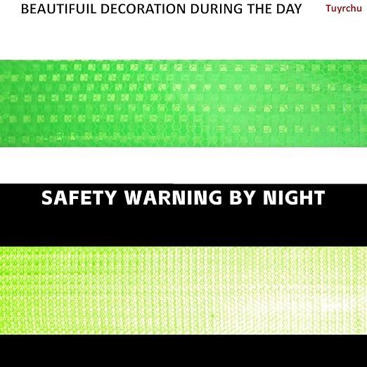 Green Reflective Tape Outdoor Waterproof 2 inch Wide for Cars, High Visibility Safety Warning Adhesive Strips (66 feet, 10 Rolls)