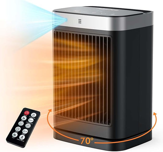 Space Heaters with Motion Sensor,Portable Heaters for Indoor Use,Electric Small Heaters for Large Room Bedroom Office Garage Desk,1500W Ceramic Heating with Remote,Oscillating,Timer,Thermosta