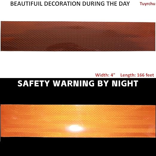Brown Non Fading Reflective Tape Outdoor Waterproof 4 inch Wide for Truck, High Visibility Safety Adhesive Stickers (166 feet)