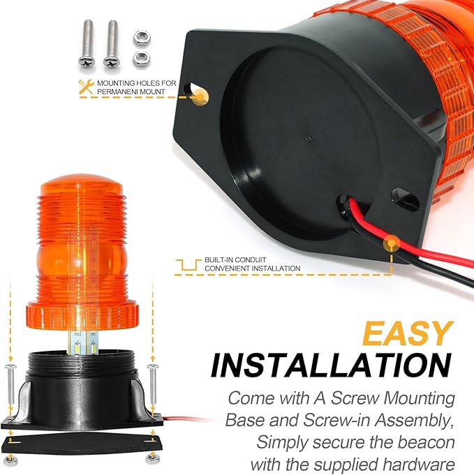 eTzone 30 LED Amber Forklift Strobe Light 30W Vehicle Roof Safety Beacon Light for 10-110V Mower, ATV, Trucks, Tractor, Golf Carts, UTV, Cars, Bus - 10 Pack