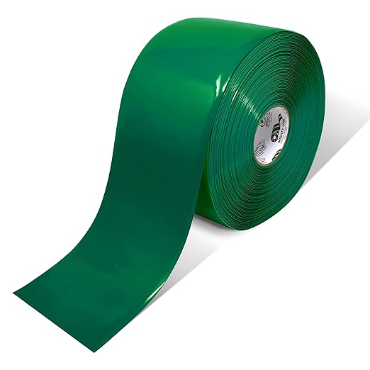 Mighty Line Solid Floor Marking Tape for Safety, Caution, Warning, Heavy-Duty, Peel and Stick Adhesive, Beveled Edge Design, Industrial Quality, 6 inch, 100' Roll, Green