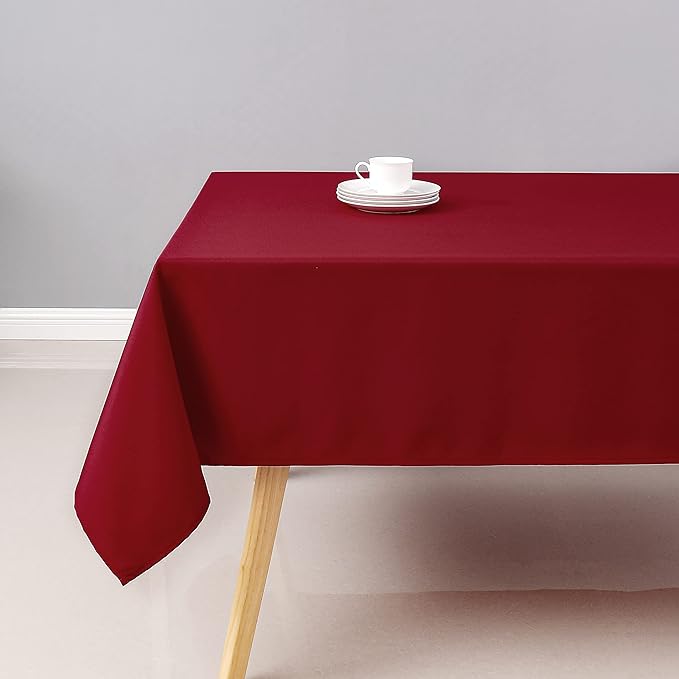 Wewoch Red Rectangle Tablecloth Water Resistant Washable Polyester Table Cloth for Dining,Kitchen, Parties Weddings and Outdoor Use 60 Inch by 120 Inch