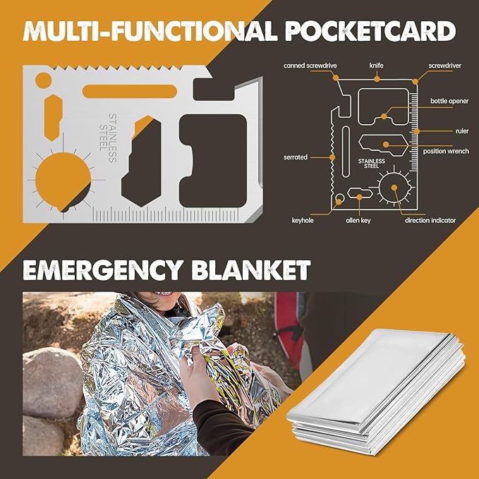 Gifts for Men Him Dad, Survival Kit and Equipment 25 Pcs, Valentines Gifts for him, Christmas Stocking Stuffers,Camping Essentials, Survival Gear, Cool Gadgets for Men