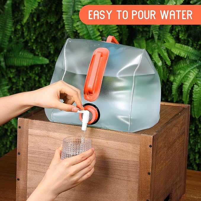 3 Pack Collapsible Water Container with Spigot, Foldable Camping Water Container Portable Camping Storage Carrier Jug for Outdoors Hiking Emergency Kit Backpack(5.3 Gallon,Orange,3 Pcs)