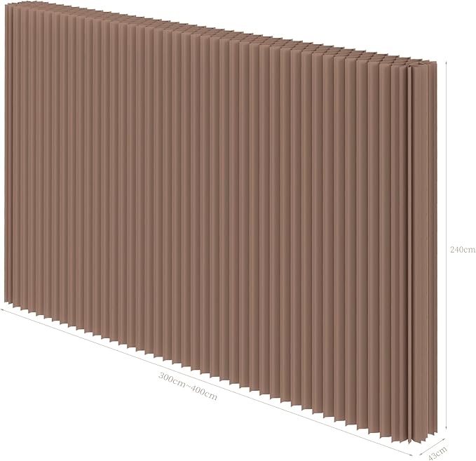 Paper Room Divider, Folding Privacy Screen Lightweight Stretchable Accordion Room Divider Wall, Portable Paper Wall Divide for Home, Office, Clothing Shop (Brown, L：158in x W: 17in x H：95in)