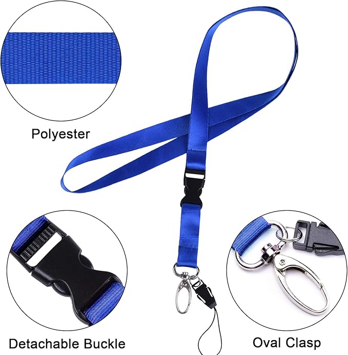 Cruise Lanyard Badge Holder, Wisdompro Vertical 2-Sided 2 Card Slot Waterproof Clear PVC ID Tag Holder with Ziplock and 20.8’’ Heavy Duty Detachable Neck Strap - 2 Set, Black/Blue