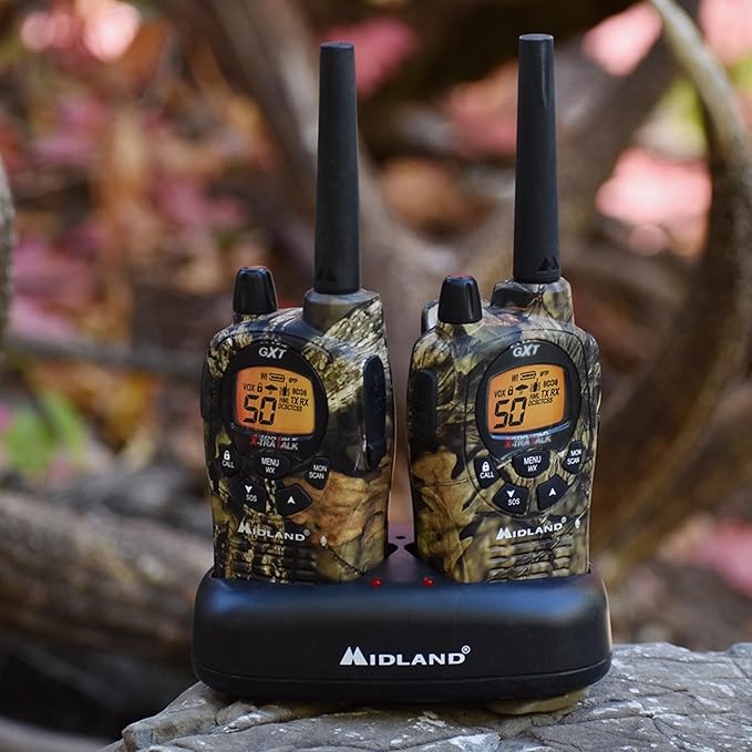 Midland GXT1050VP4 GMRS Two-Way Radio (50-Channel, Long Range, 142 Privacy Codes, SOS, NOAA, Rechargeable Nickle Battery, Mossy Oak Camo, 2-Pack)