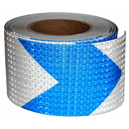 Reflective Tape Blue White 4 inch Wide for Truck, Outdoor Waterproof High Visibility Safety Warning Adhesive Strips (66 feet)