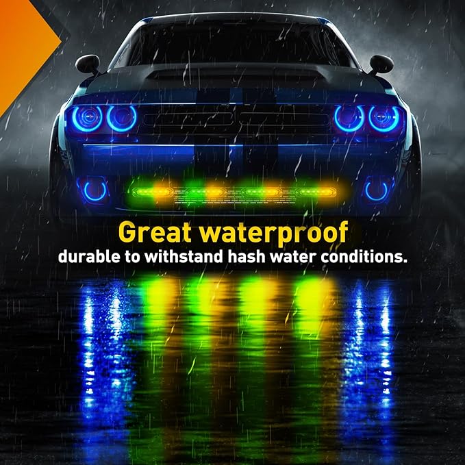 Nilight 4PCS 6LED Amber Green Emergency Strobe lights 12V 24V Surface Mount Flashing Warning Hazard Light Ultra Slim Sync Feature Grille for Cars Trucks Van Off Road Vehicles SUV