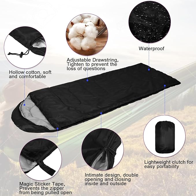 Macarrie 6 Pack Bulk Sleeping Bags for Homeless Donation, 0 Degree Waterproof Sleeping Bags with Compression Sack for Adults Winter Cold Weather Care Camping Hiking Emergency