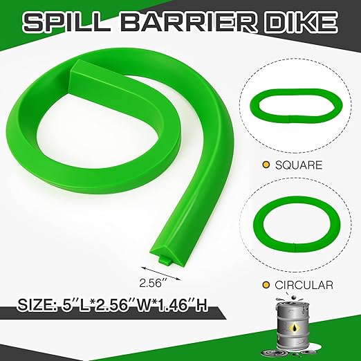 1 Pcs Spill Barrier Dike 5'L x 2.6"W x 1.5"H Water Dam Barrier Liquid Blocker for Garage Home Floor Flooding Solutions(Green)