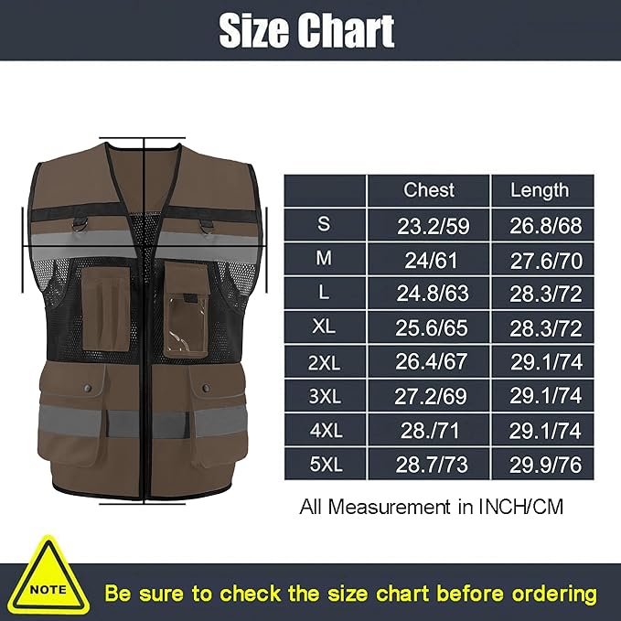 Safety Vest High Visibility Reflective Construction Vest for Men Women