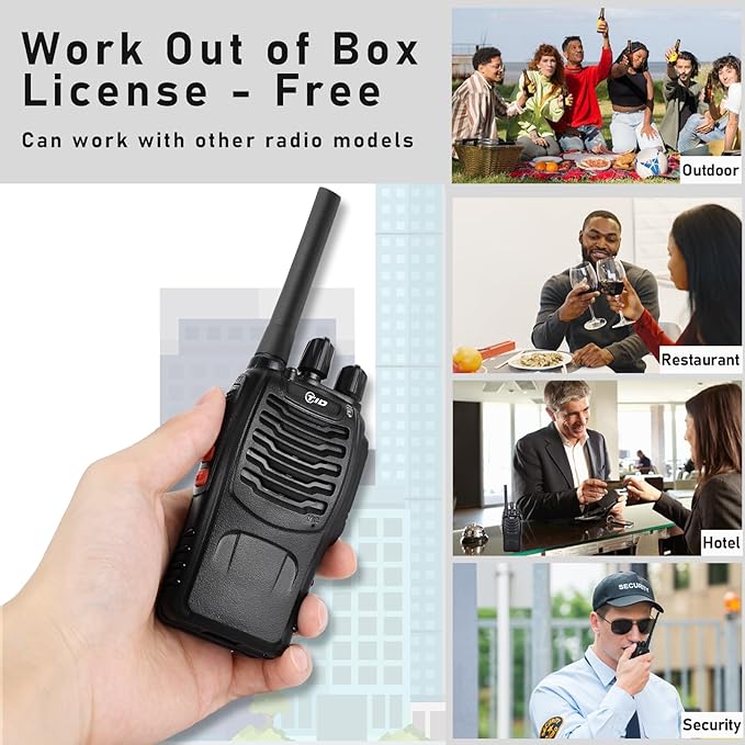 TIDRADIO Walkie Talkies Long Range 6 Pack, Rechargeable Two Way Radios for Adults with Earpiece, 22 Channels Portable Radios with Flashlight for Jobsite, Outdoor Camping, Hiking