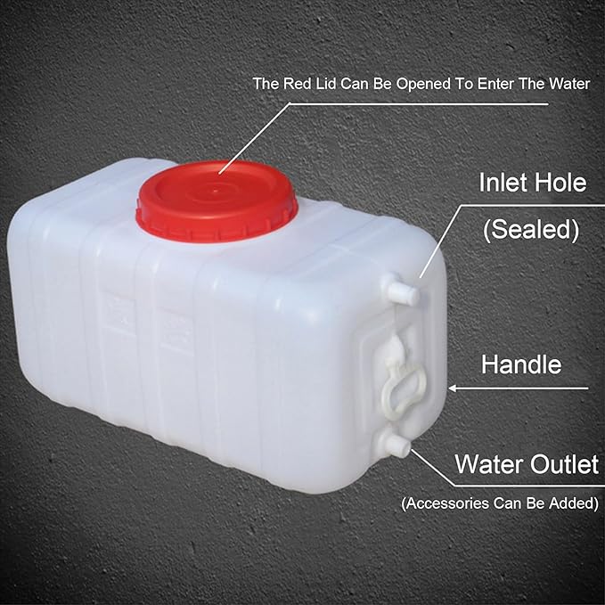 Portable Water Container with Tap, Heavy Duty Water Tank Plastic Water Storage Carrier 50L 80L 110L 200L Water Bucket Jug for Camping Outdoor Hiking Travel Emergency(Size:200L)