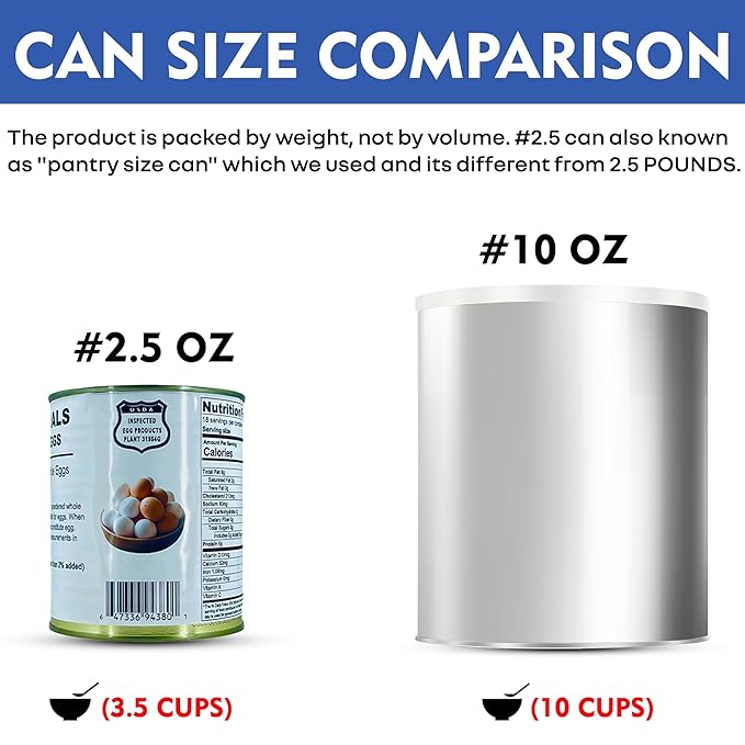 Powdered Whole Eggs for Cooking & Baking | Long-Lasting Pantry Staple for Camping, Hiking & Emergency Use | Easy-Prep Dehydrated Eggs | #2.5 Can (8 oz) | Approx. 18 Servings