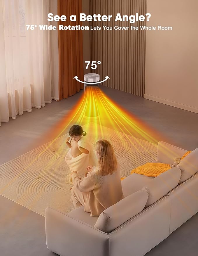 Smart Space Heater, 1500W PTC Heater with Wifi/App/Alexa/Google Voice Control for Indoor Use, Heats & Cools 2 in 1 Eco Heater for Home Office Bedroom Living Room Bathroom Nursery Apartment