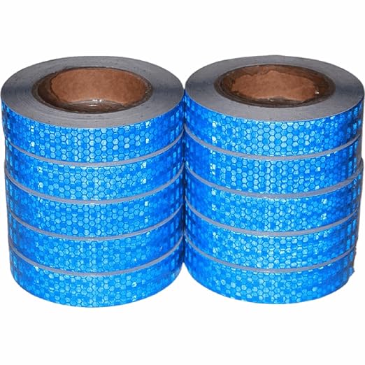 Blue Reflective Tape 1 inch Wide, Outdoor Waterproof High Visibility Warning Industrial Marking Tape, Safety Stickers (68 feet,10 Rolls)