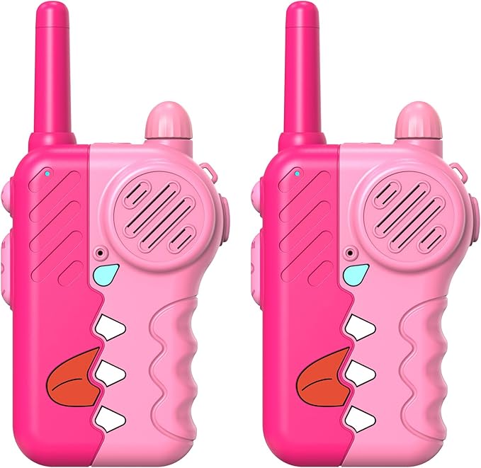 Pink Kids Walkie Talkies 2 Pack for Girls - 1000 Feet Long Range with Clear Sound, Anti-Loss Lanyard, Adjustable Volume Knob & Flashlight, Durable Birthday Gifts for 3-8 Year Old (3 AAA Batteries)