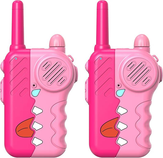 Pink Kids Walkie Talkies 2 Pack for Girls - 1000 Feet Long Range with Clear Sound, Anti-Loss Lanyard, Adjustable Volume Knob & Flashlight, Durable Birthday Gifts for 3-8 Year Old (3 AAA Batteries)