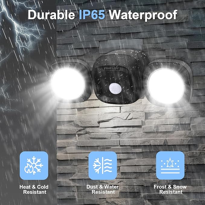 Battery Operated Motion Sensor Outdoor Lights 2 Pack - Wireless LED Flood Lights with Remote, Motion Activated Security Light Waterproof for Outside House Garage Porch Shed Yard Exterior Light