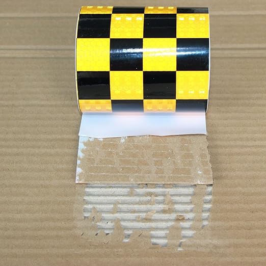 Yellow and Black Reflective Tape 4 inch, Outdoor Waterproof Hazard Conspicuity Warning Industrial Marking Tape (11 feet)