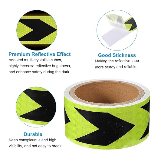 PATIKIL Reflective Tape, 2 Inch x 20 ft Waterproof Self Adhesive High Visibility Safety Warning Arrow Tape Outdoor Reflectors for Trucks Trailers Cars, Green Black