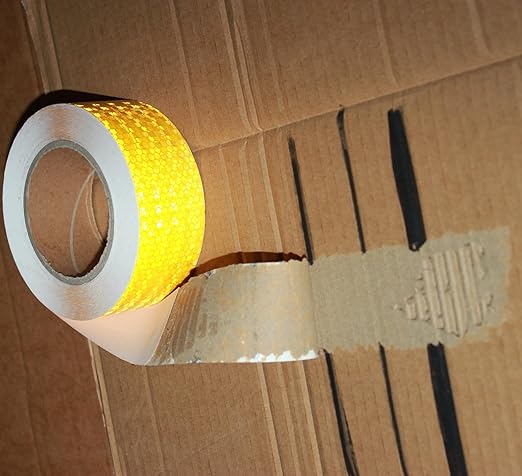 Yellow Reflective Tape 2 inch Wide, Outdoor Waterproof High Visibility Warning Industrial Marking Tape, Safety Stickers (68 feet,10 Rolls)