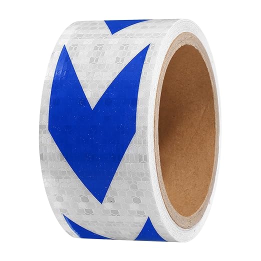 PATIKIL Reflective Tape, 2 Inch x 20 ft Waterproof Self Adhesive High Visibility Safety Warning Arrow Tape Outdoor Reflectors for Trucks Trailers Cars, White Blue