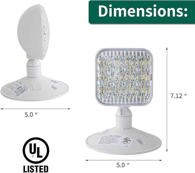 TANLUX Emergency Remote Head Lighting, 1 Pack Single Head Emergency Light, UL Listed, Multi Voltage 3.6 to 24 Volt Input, 3 Watts, 180 Lumen, White