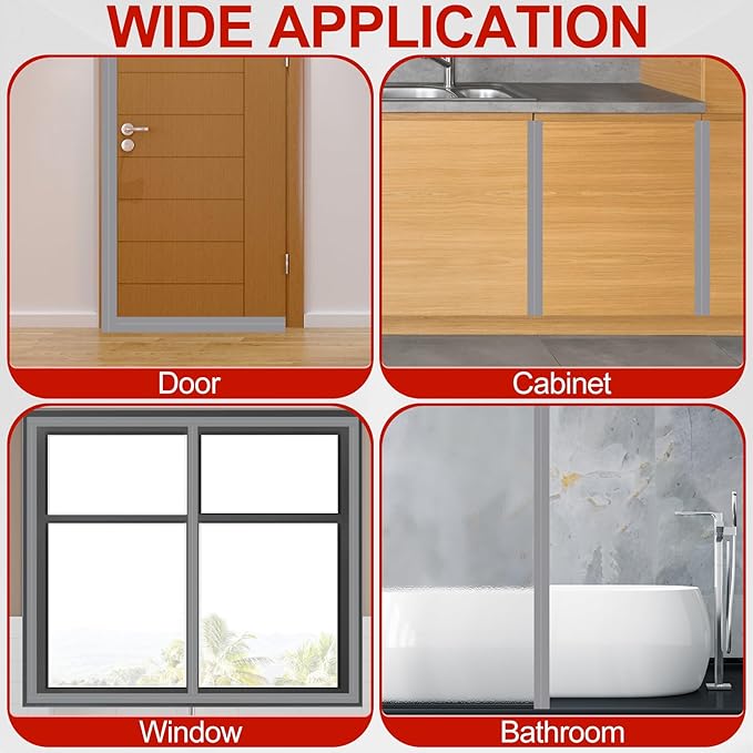 MYFAMIREA Door Weather Stripping 3IN (W) x 20FT (L) Door Draft Stopper Seal Tape Silicone Seal Strip Self Adhesive Shower Sweep Insulation Tape Side Bottom Strip for Sliding Glass Window Gap, Gray