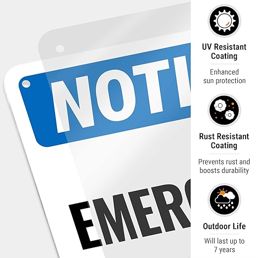 Notice Emergency Supply Storage Sign, 10x7 Inches, Rust Free .040 Aluminum, Fade Resistant, Made in USA by Sigo Signs