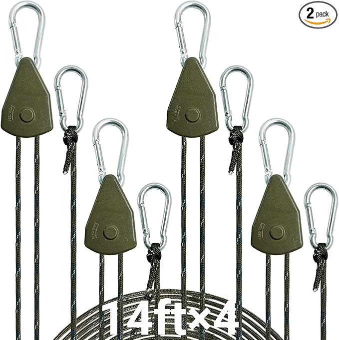 14ft Retractable Paracord Rope Tie Down Ratchet Strap Small Straps Mini Rope Cam Lock Tent Canopy Tie Down Adjustable Outdoor Windproof Tightener Tensioner Hanger Grow Light 5/32"