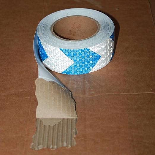 Reflective Tape Blue and White 2 inch Wide for Cars, Outdoor Waterproof High Visibility Safety Warning Adhesive Strips (66 feet)